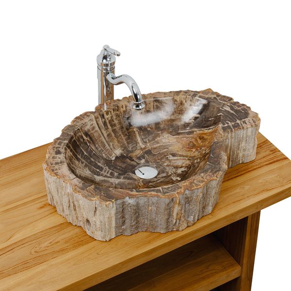 Waschbecken fossiles Holz ca. 60 cm innen poliert kaufen