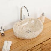 Marmor Erosi Waschbecken 50 cm creme Wohnfreuden