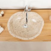 Marmor Erosi Waschbecken 50 cm creme Wohnfreuden