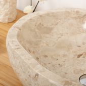 Marmor Erosi Waschbecken 50 cm creme Wohnfreuden