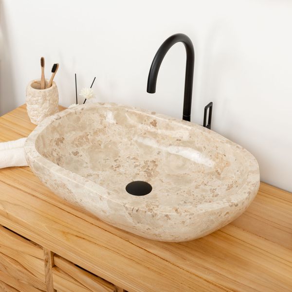 Marmor-Stein-Waschbecken 60 cm creme kaufen