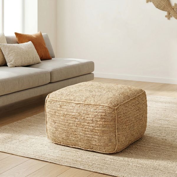 Sitz-Pouf Dadu aus Naturfaser eckig 60 cm wohnfreuden