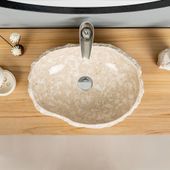 Erosi Marmor Waschbecken mit Naturkante 50 cm creme