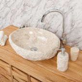 Erosi Marmor Waschbecken mit Naturkante 50 cm
