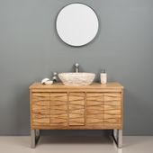 Erosi Marmor Waschbecken mit Naturkante 50 cm creme