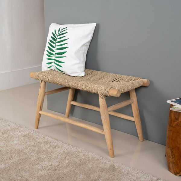 Sitzbank Lancip aus Teakholz und Seegras in verschiedenen Größen