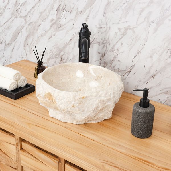Erosi Marmor Waschbecken mit Naturkante 30 cm