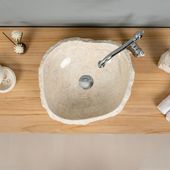 Erosi Marmor Waschbecken mit Naturkante 40 cm Wohnfreuden