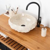 Erosi Marmor Waschbecken mit Naturkante 40 cm Wohnfreuden