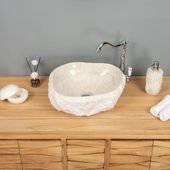 Erosi Marmor Waschbecken mit Naturkante 40 cm Wohnfreuden