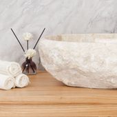 Erosi Marmor Waschbecken mit Naturkante 60 cm Wohnfreuden
