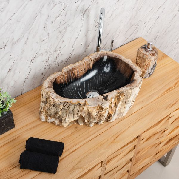 Fossiles Holz Waschbecken 50 cm Wohnfreuden