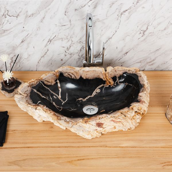Fossiles Holz Waschbecken 55 cm Wohnfreuden