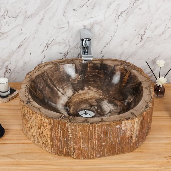Fossiles Holz Waschbecken 50 cm Wohnfreuden
