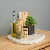 Marmor Tablett creme 40 cm mit Naturkante