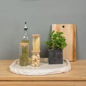 Marmor Tablett creme 40 cm mit Naturkante