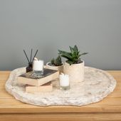 Marmor Tablett creme 50 cm mit Naturkante