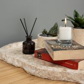 Marmor Tablett creme 50 cm mit Naturkante