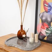 Marmor Tablett grau 40 cm mit Naturkante