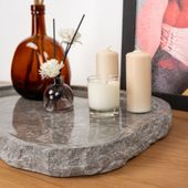 Marmor Tablett grau 40 cm mit Naturkante
