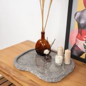 Marmor Tablett grau 40 cm mit Naturkante