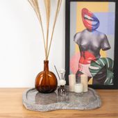 Marmor Tablett grau 40 cm mit Naturkante