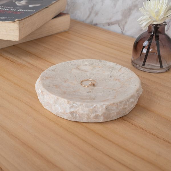 Marmor Schale 10 cm creme außen natur
