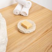 Marmor Seifenschale 10 cm creme außen natur