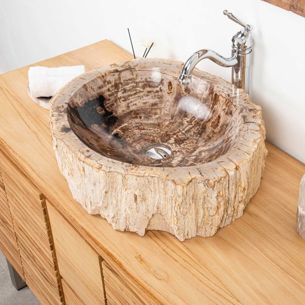Fossiles Holz Waschbecken 50 cm wohnfreuden