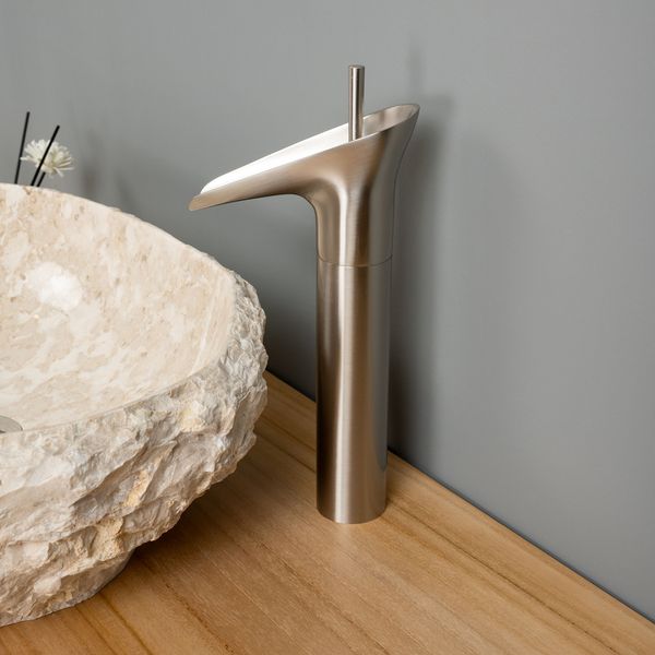 Einhebel-Waschtischarmatur silber breiter Auslauf Waschbecken kaufen