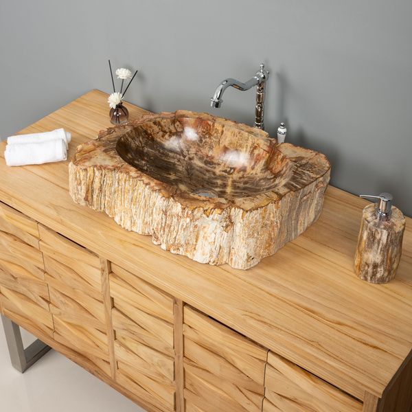 Fossiles Holz Waschbecken 60 cm wohnfreuden