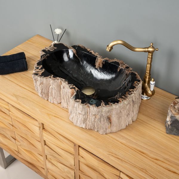 Fossiles Holz Waschbecken 58 x 37 x 16 cm