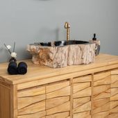 Waschbecken fossiles Holz ca. 50 cm innen poliert kaufen 3