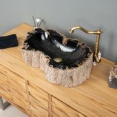 Waschbecken fossiles Holz ca. 50 cm innen poliert kaufen 1
