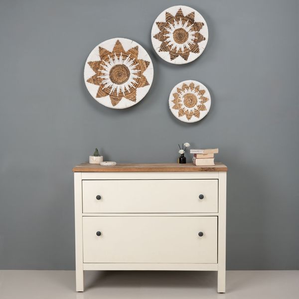 Wandteller Melati aus Bananenfaser natur weiß in verschiedenen Größen wohnfreuden