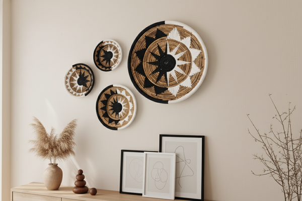 Wandteller Lavender aus Bananenfaser natur schwarz weiß in verschiedenen Größen wohnfreuden