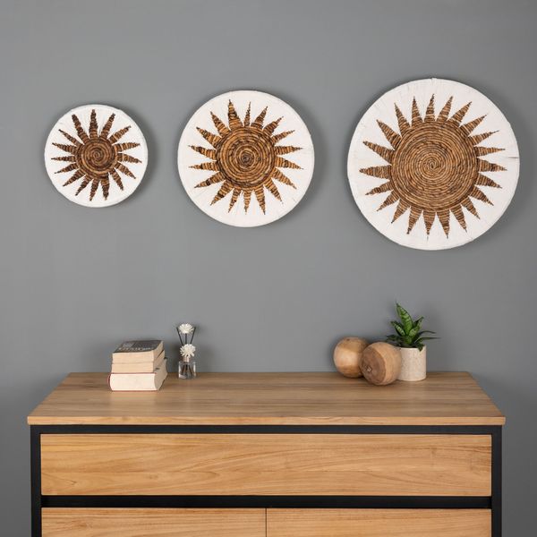 Wandteller Kemuning aus Bananenfaser natur weiß in verschiedenen Größen wohnfreuden