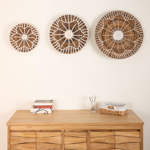 Wandteller Lily aus Bananenfaser natur weiß in verschiedenen Größen wohnfreuden