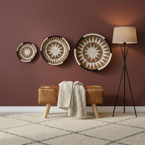 Wandteller Kenanga aus Bananenfaser natur weiß schwarz in verschiedenen Größen wohnfreuden