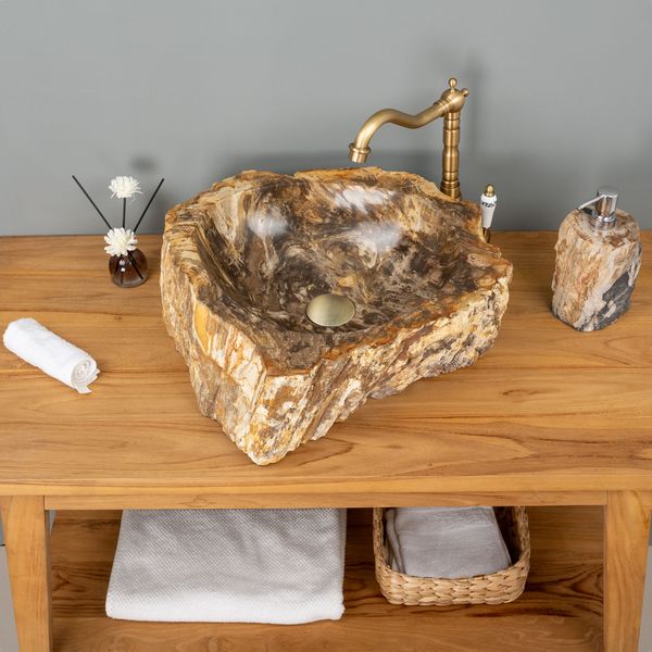 Fossiles Holz Waschbecken 48 x 46 x 16 cm