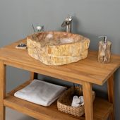 Waschbecken fossiles Holz ca. 50 cm innen poliert kaufen 3