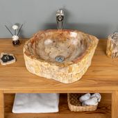 Waschbecken fossiles Holz ca. 50 cm innen poliert kaufen 4