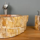 Waschbecken fossiles Holz ca. 50 cm innen poliert kaufen 5