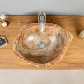 Waschbecken fossiles Holz ca. 50 cm innen poliert kaufen 6