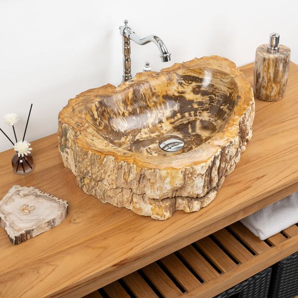 Fossiles Holz Waschbecken 50 cm wohnfreuden