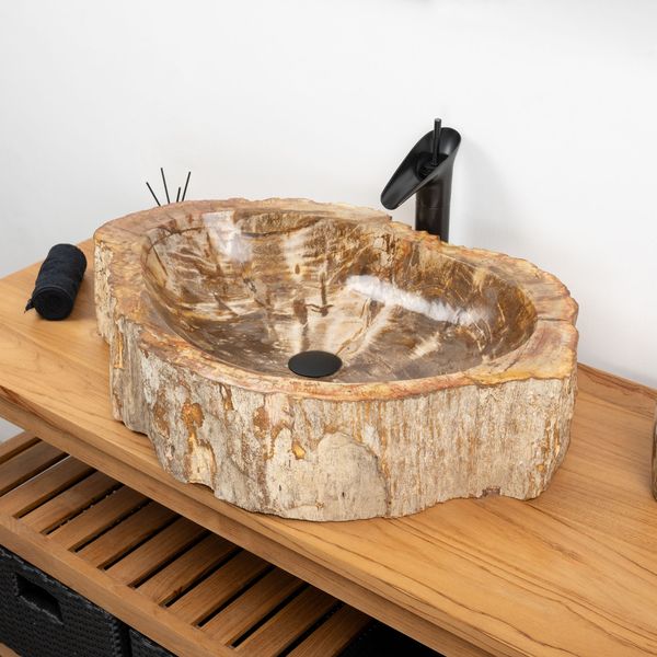 Fossiles Holz Waschbecken 57 x 42 x 15 cm wohnfreuden