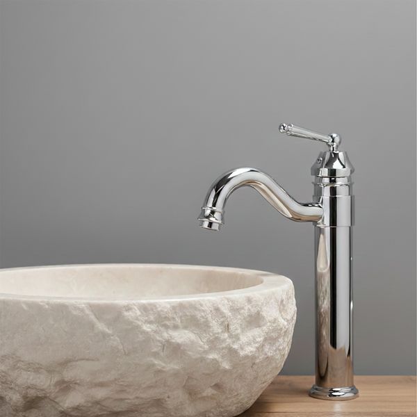 Retro Armatur Einhebelmischer silber wohnfreuden