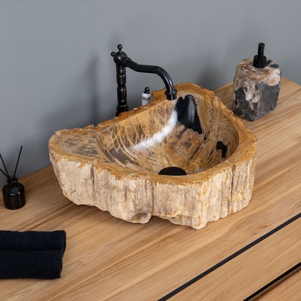 Fossiles Holz Waschbecken 46 x 35 x 14 cm wohnfreuden