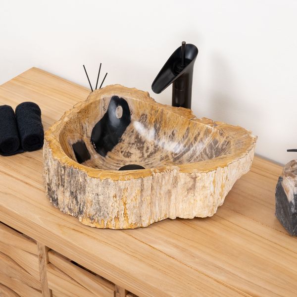 Fossiles Holz Waschbecken 45 x 35 x 14 cm wohnfreuden