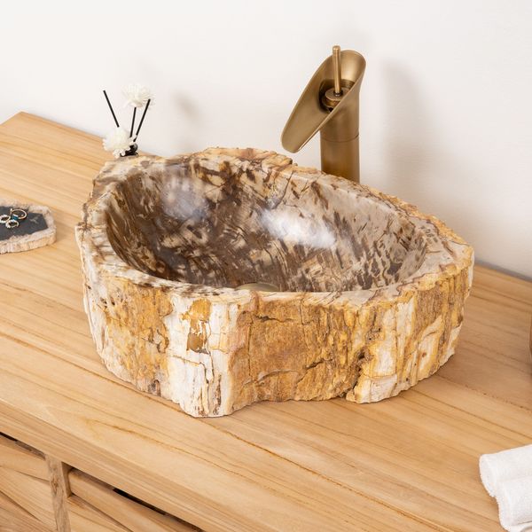 Fossiles Holz Waschbecken 49 x 34 x 15 cm wohnfreuden
